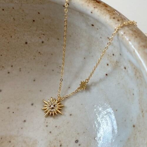 WTLTC Authentic 925 Sterling Sliver Zircon Star Necklaces Femme Starburst Pendant Necklace Minimalist Fine Jewelry For Women