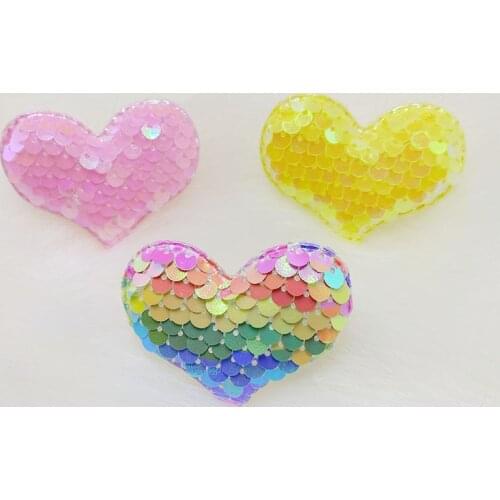 10pcs Sequin Embroidery Patches For Clothing Applique Diy Sewing Or Stick On Clothes Shoes Hat Leggings Peach Heart Decor Patch