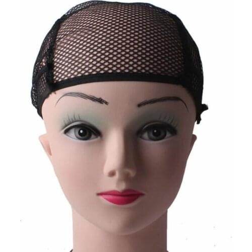 10pcs Black Breathable Wig Cap Blonde Hairnet Adjustable Nylon Weaving Mesh Wig Caps With Lace Straps For Making Wig