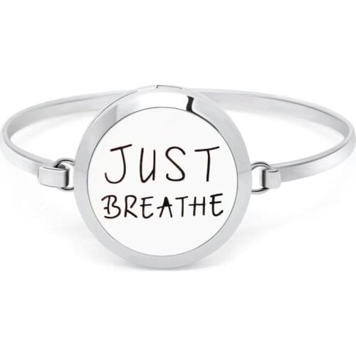 New Just Breathe 30mm Aromatherapy Diffuser Locket Bracelet 316L Stainless Steel Bangles Free 10pcs random Pads
