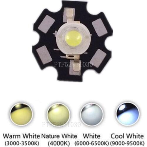 100Pcs 3W High Power Chip white warm white light Bead Emitter LED Bulb Diodes Lamp Beads with 20mm Star PCB Platine Heatsink