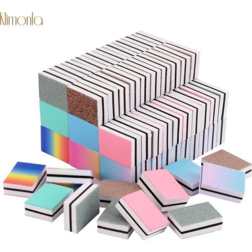 100Pcs/lot Sponge Nail Buffer File 100/180 600/3000 Grit Colorful Sanding Buffing Block Double Sided Nail File For Pedicure