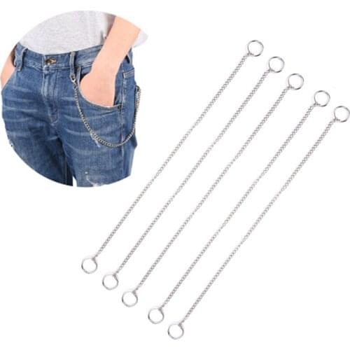 38cm Long Metal Wallet Belt Chain Rock Punk Trousers Hipster Pant Jean Keychain Ring Clip Keyring Mens HipHop Jewelry