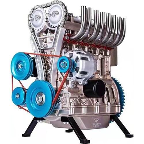 Four-Cylinder Inline Gasoline Engine Model Building Kits Full Metal Assembled Mini Engine Model Teaching mold toy kits Y
