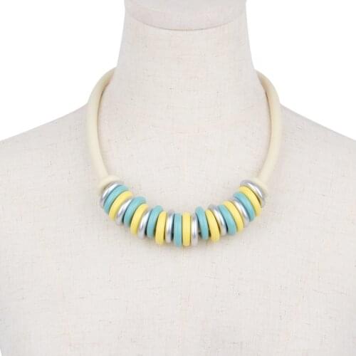 YD&YDBZ Gothic Yellow Rubber Short Necklaces Women Fashion Design Pendant Necklace Sweater Chain Wedding Accessories Jewellery