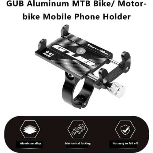 GUB Aluminum Bicycle Phone Holder Universal Bike Motorcycle Handlebar Clip Stand Mount Cell Phone Holder Bracket