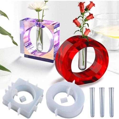 Jewelry Making Tool Round Flower Vase Silicone Molds Hydroponic Container Epoxy Resin Mold Crystal Resin Tray Mold