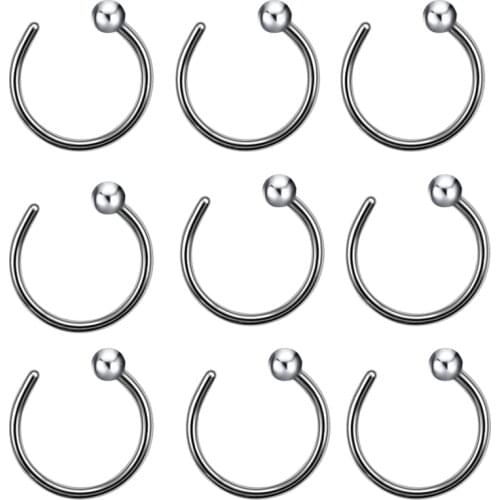 Wholesale 100 Pieces Stainless Steel Hoop Nose Rings 8mm Indian Nose Piercing Jewelry