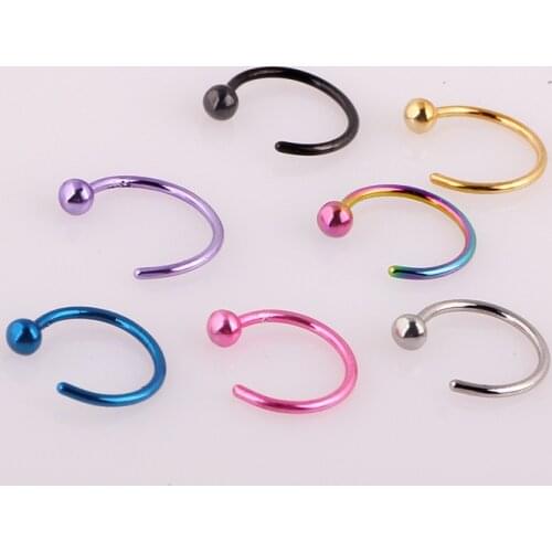 Indian Style Nose Piercing Rings Nase Cuff Septum Rings 20G C Shape Nose Studs Body Aro Nariz Pircing Jewelry Naz Piercing Gifts