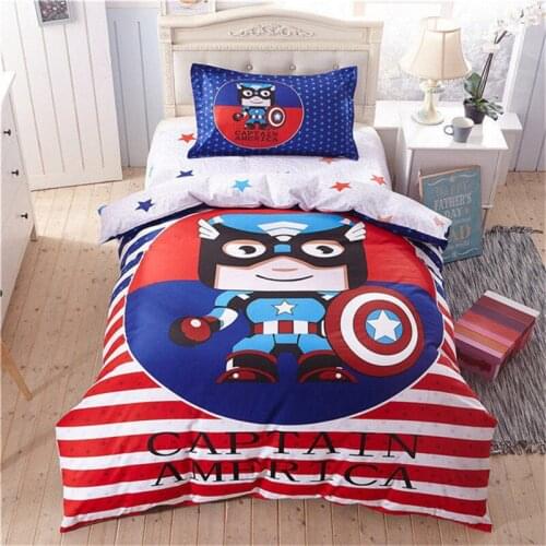 3Pcs Disney Captain America Mickey Mouse Bedding Sets Cartoon Quilt Cover Pillowcase Bed Sheet Bed Linen children girl boy gift