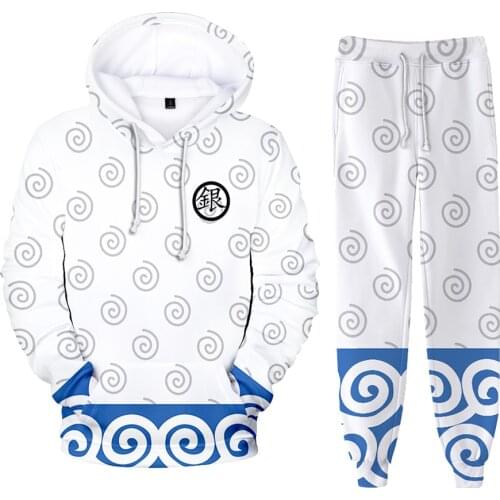 Japan Anime Gintama 3D Print Mens Sportswear Sets Casual Tracksuit Men 2 Piece Sweatshirt + Sweatpants Outfits Cosplay Costume