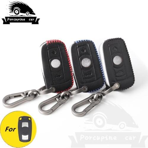 Leather 3 Buttons Remote Smart Car Key Case Cover Protector for BMW E90 E60 E70 E87 3 5 6 Series M3 M5 X1 X5 X6 Z4