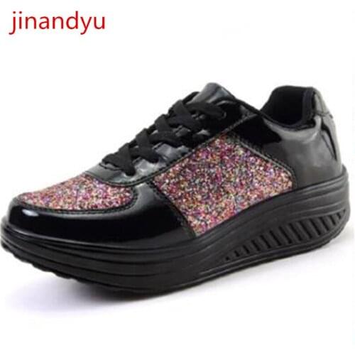 Plus Size 42 Bling Bling Womens Platform Sneakers Lace Up Comfy Womens Sneakers White Black Woman Vulcanize Shoes Zapatos Chunky