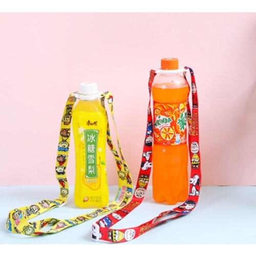 Cute cartoon beverage bottle strap water bottle lanyard mineral water bottle buckle portable back water diagonal span strap
