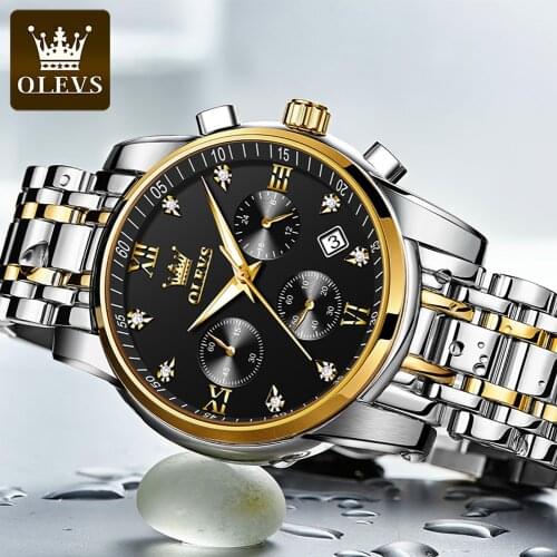 OLEVS Business Mens Watch Quartz Fashion Watch Waterproof Date Watch Stainless Steel Multifunctional Military Mens Watch 2585