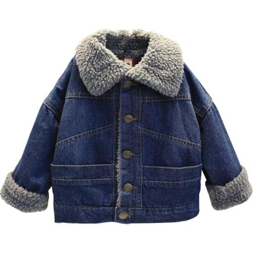 ARLONEET New Toddler Kids Denim thick Jacket Coat winter Children Baby Boys Girls Plus velvet warm Jacket Outerwear CO22