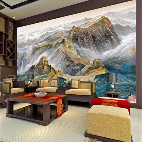 3D Large Photo Murals Wallpapers Chinese Landscape Wall Cloth Living Room Textile Wall Decoration Great Wall