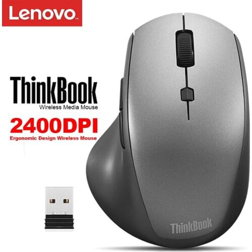 Original Lenovo ThinkBook Wireless Media Mouse with 1000/1600/2400DPI 6 Function Buttons Ergonomic Design for Windows 7 10