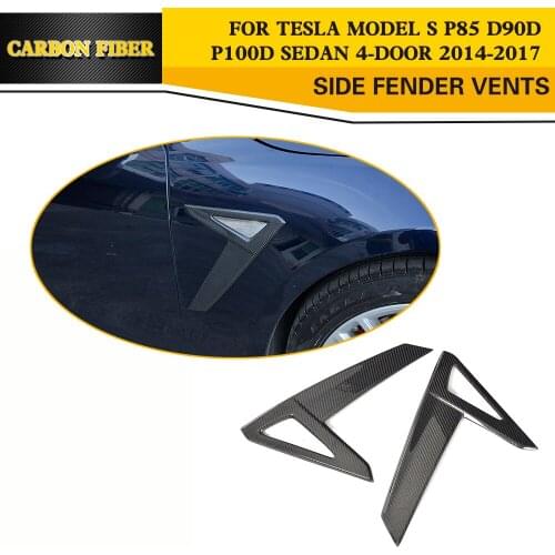 Carbon Fiber Front Side Vent Fender Trim for Tesla Model S Sedan 4 Door 14-17 60 D 70 D 85 D P85D 90D P90D P100D Non X