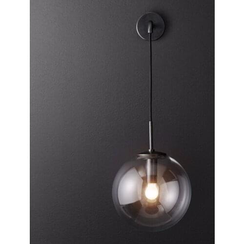 Postmodern glass ball wall lamp American retro simple personality bedside living room corridor staircase lamp bedroom Nordic