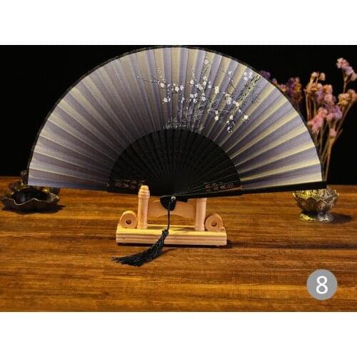Silk Fan Chinese Japanese Style Folding Fan Home Decoration Ornaments Pattern Art Craft Gift Wedding Dance Hand Fan