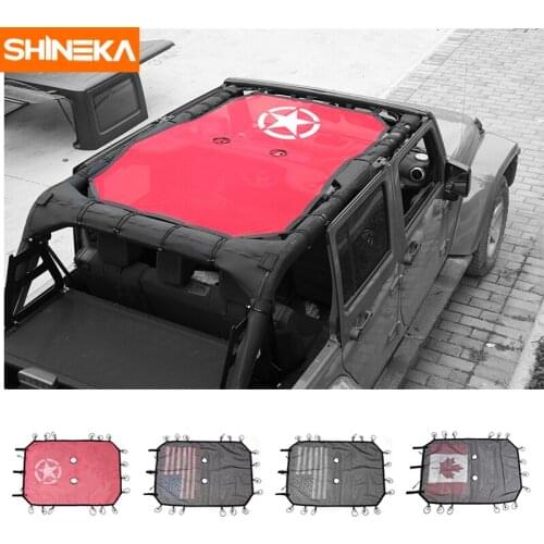SHINEKA 4 Doors Durable Sunshade Top Roof Mesh Car Cover Sun UV Protector For Jeep Wrangler 2007-2017 Car Accessories
