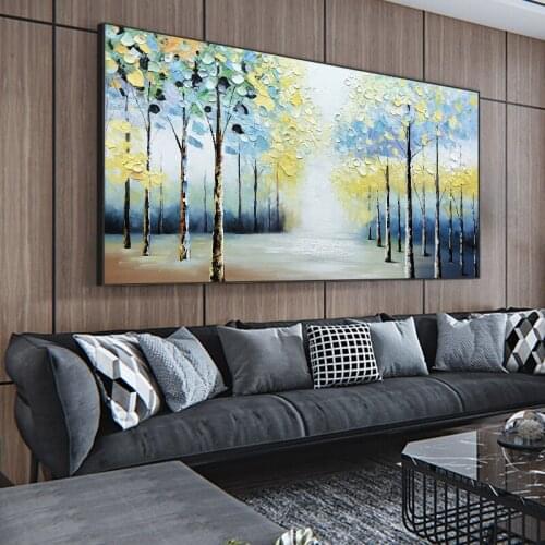 Modern Abstract Frameless Home Decoration Handmade Oil Painting Colorful Woods Wall Art Gift