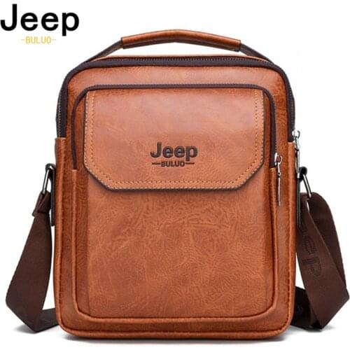 JEEP BULUO Luxury Man Bag Shoulder Bag PU Leather Business Mens Messenger Crossbody Bag Fashion Casual Handbag Shoulder Bag