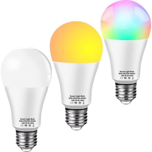 E27 Tuya WIFI Smart Bulb LED Bulb 10W 12W 15W RGB+ CW Application Tuya Control Dimmable Works With And Google Assistant For Home