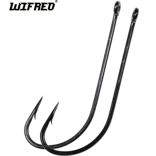 Wifreo 50PCS 2X Long Shank Fly Tying Hook Standard Stinger Deer Hair Hook for Pike and Bass Saltwater Shrimps Hooks