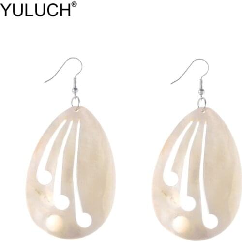 YULUCH 2019 Fashion Water Drop Chandelier Earrings Trendy Beige Hanging Boho Big Wooden Pendant Earings For Women Lady Jewellery