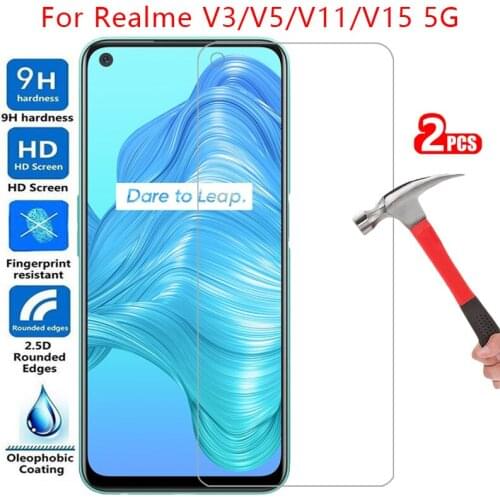 Tempered glass screen protector for realme v3 v5 v11 v15 5g case cover realmi v 3 5 11 15 3v 5v 11v 15v protective phone coque