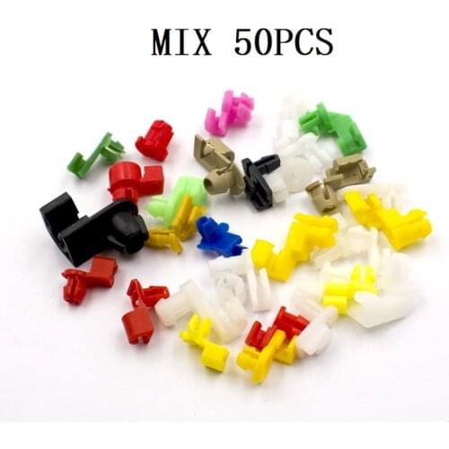Mixed 50 Pcs Car Wire Clips Fixed Door Lock Rod Clip Side Fasteners Retainer Rivet
