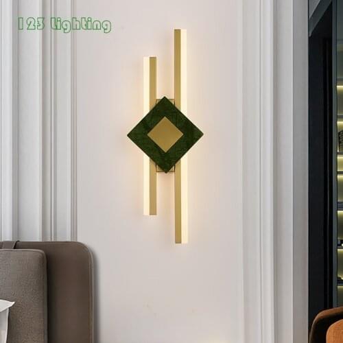 Green Marble LED Home Wall Lamp Stairs Aisle Dining Room Foyer Wall Sconce Wall Deco Gold Metal Surface Mount Dropshipping