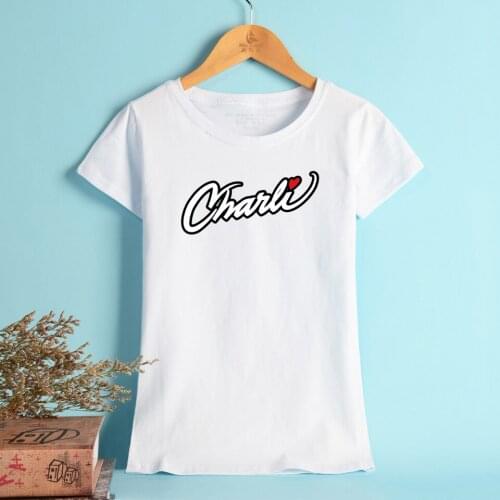 Kpop Charli D'amelio Female T-shirt Hit Hop Women Casual Letter Internet Celebrity Oversize O-neck Short Sleeve Tshirt Print