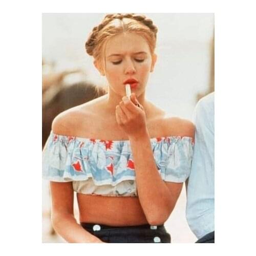 Movie Lolita Style 2PCS Womens Set: One Shoulder Flower Short Shirt + High Waist Sport Shorts Cosplay Set