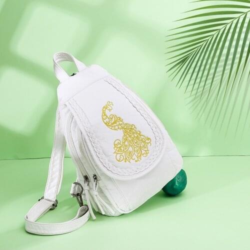 2021 New Fashion Embroidered Womens Backpack Phoenix Flower Fallen Leaves Pattern Sheepskin Designer Brand Womens Backpack