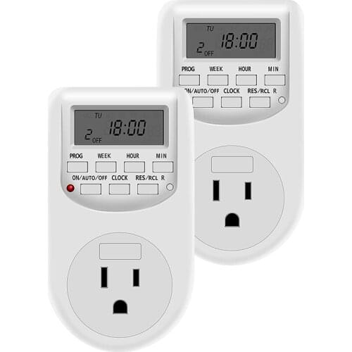 2 Pcs Timer Outlet 24 Hours Indoor Plug-in Timer and Programmable Lamp and Light Timer for Electrical Outlets US Plug