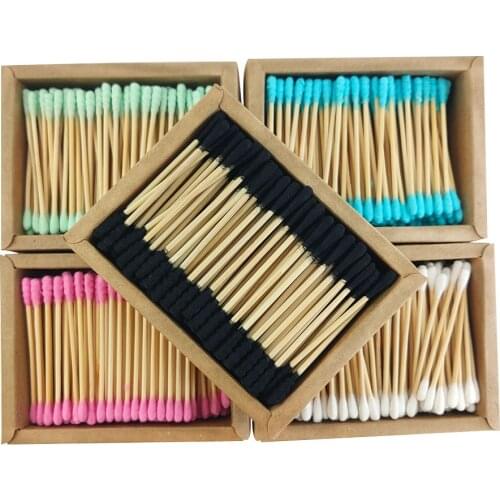 200PCS/Box Double Head Cotton Swab Bamboo Sticks Cotton Swab Disposable Buds Cotton For Beauty Makeup Nose Ears Cleaning