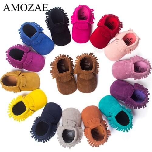 2021 New Arrival PU Suede Leather Baby Moccasins Shoes For Newborn Tassel Design Soft Soled Infant Toddler First Walker