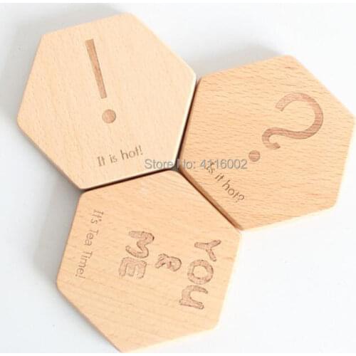 3pcs/Set Wooden Heat Resistant Pads Eco Natural Cup Coasters Pots/Bowls Holder Hexagonal Placemats Tableware
