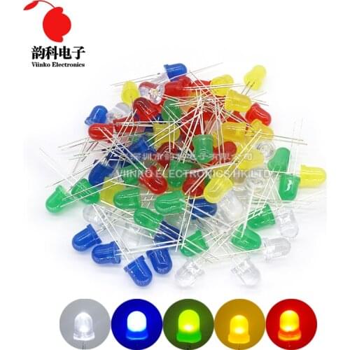 50pcs 8mm LED Diode F8 Assorted Kit White Red Green Blue Yellow DIY Light Emitting Diode
