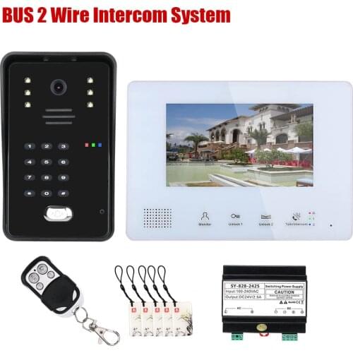 7 Inch BUS 2 Wire 1/2/3 Camera RFID Video Door Phone Intercom systems for Code Keypad RFIC Camera home Access Control System