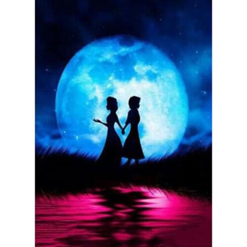 5D DIY Diamond Painting Square/Round Diamond Character Painting Moon Scenery Picture Cross Stitch Embroidery Decoration WG3095