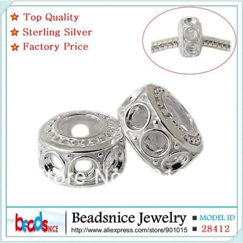 Beadsnice ID28412 pure 925 silver hollow spacer silver beads new handmade European beads on sold