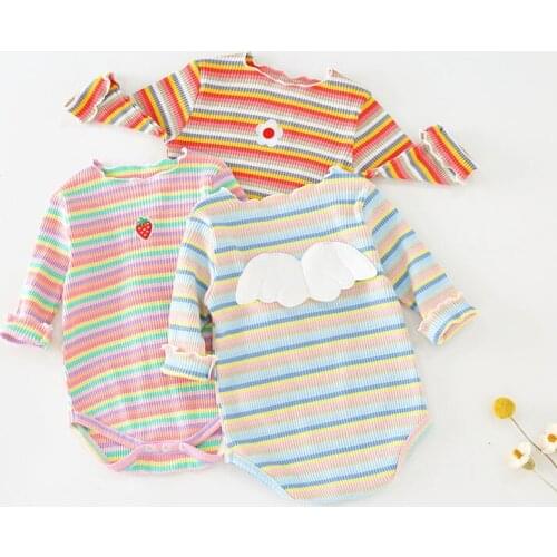 Newborn Baby Boys Girls Romper Toddler Long Sleeve Autumn Winter Jumpsuit Rainbow Striped Lovely Bodysuit baby Outfits Clothes