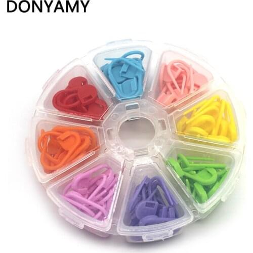 DONYAMY 80pcs/box DIY Crochet Tools Set Colorful Mark Pins Clasp Knitting Sewing Pins Tools Accessories Pin Patchwork