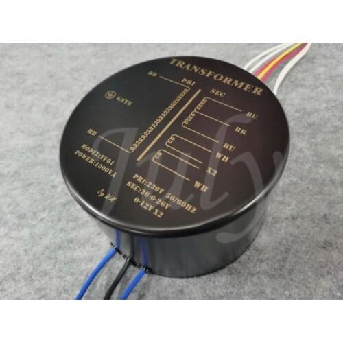 Dual shield potting ring audio power amplifier power transformer, 1000W toroidal transformer, primary 230V, secondary 26V-0-26V