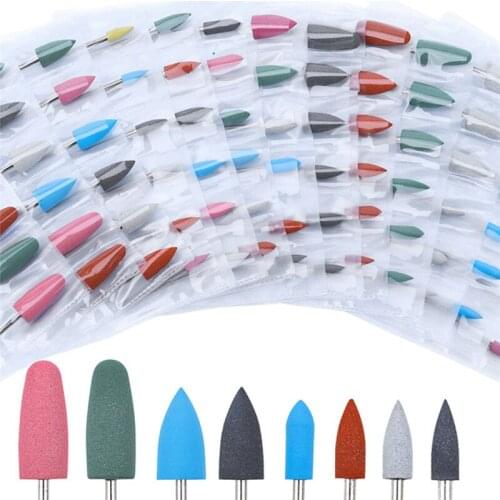 6Pcs Rubber Silicone Nail Drill Bit Nail Buffer Rotary Burr Mills Cutter for Manicure Drill Accessories Foot Polishing Tools