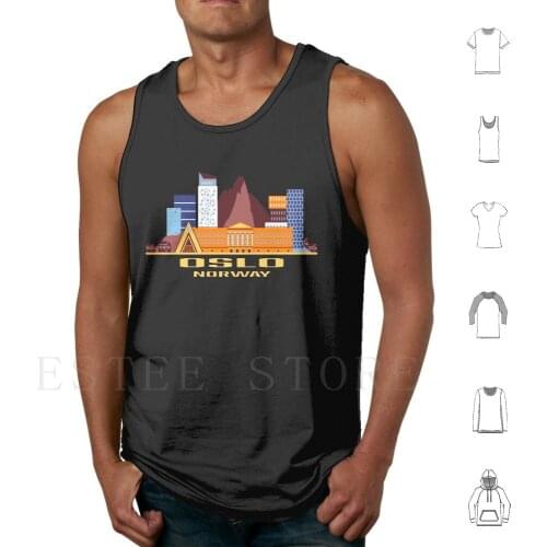Oslo Norway Skyline Tank Tops Vest Cotton Oslo Norway Skyline Oslo Skyline Oslo Vacation Oslo Cityscape Norwegian Oslo Travel